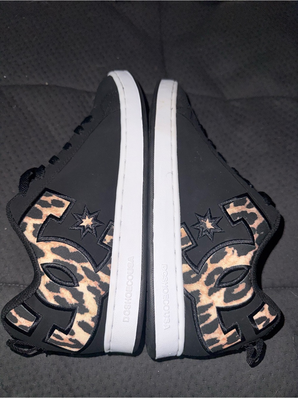 DC Women's Black Sneakers with Leopard Print Accents